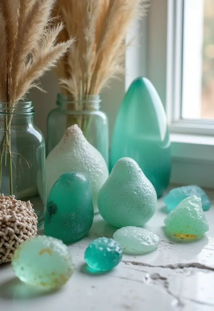 25 Blue Kitchen Ideas That Add Calm and Coastal Vibes 92 25 Blue Kitchen Ideas That Add Calm and Coastal Vibes - 14. Sea Glass Decor