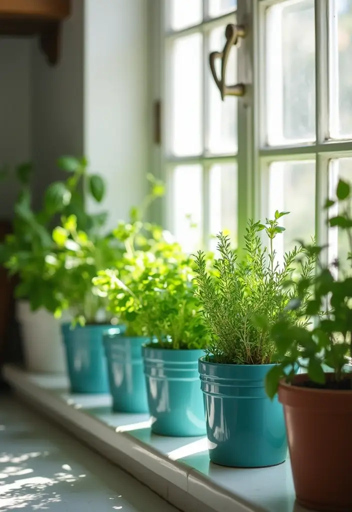25 Blue Kitchen Ideas That Add Calm and Coastal Vibes 104 25 Blue Kitchen Ideas That Add Calm and Coastal Vibes - 16. Fresh Herb Garden