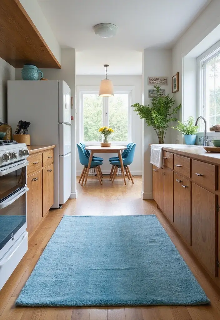 25 Blue Kitchen Ideas That Add Calm and Coastal Vibes 111 25 Blue Kitchen Ideas That Add Calm and Coastal Vibes - 17. Blue Rugs for Comfort