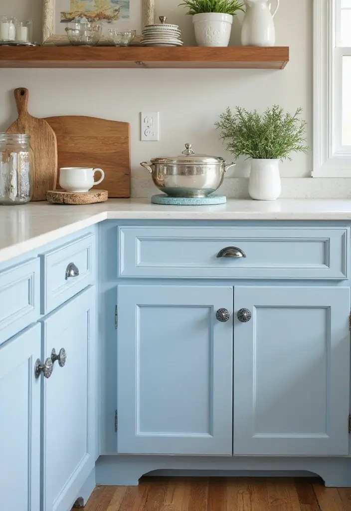 25 Blue Kitchen Ideas That Add Calm and Coastal Vibes 139 25 Blue Kitchen Ideas That Add Calm and Coastal Vibes - 21. Charming Blue Knobs and Handles