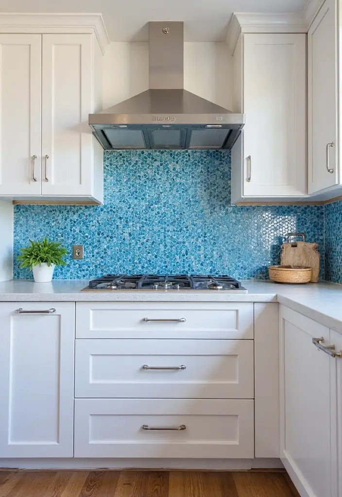 25 Blue Kitchen Ideas That Add Calm and Coastal Vibes 167 25 Blue Kitchen Ideas That Add Calm and Coastal Vibes - 25. Blue Mosaic Accents