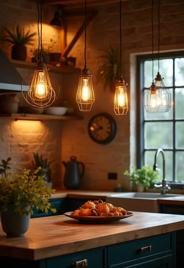 25 Boho Kitchen Ideas Full of Texture, Plants, and Personality 62 25 Boho Kitchen Ideas Full of Texture, Plants, and Personality - 10. Layered Lighting