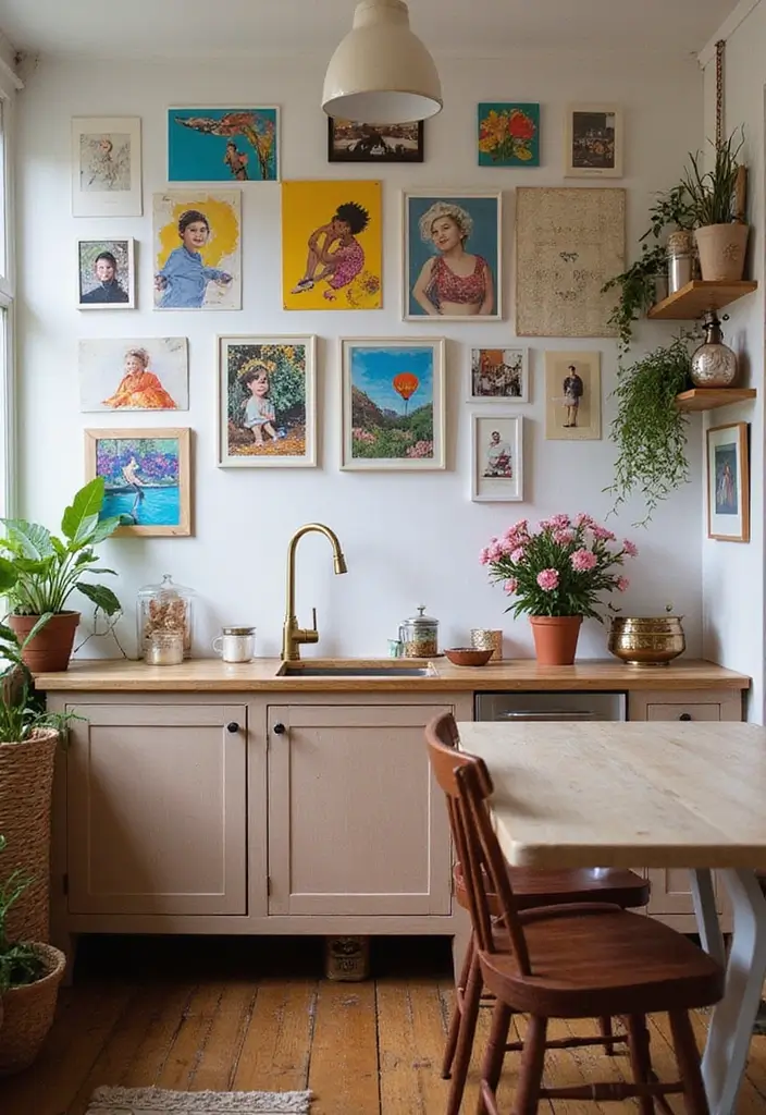25 Boho Kitchen Ideas Full of Texture, Plants, and Personality 69 25 Boho Kitchen Ideas Full of Texture, Plants, and Personality - 11. Artful Wall Displays