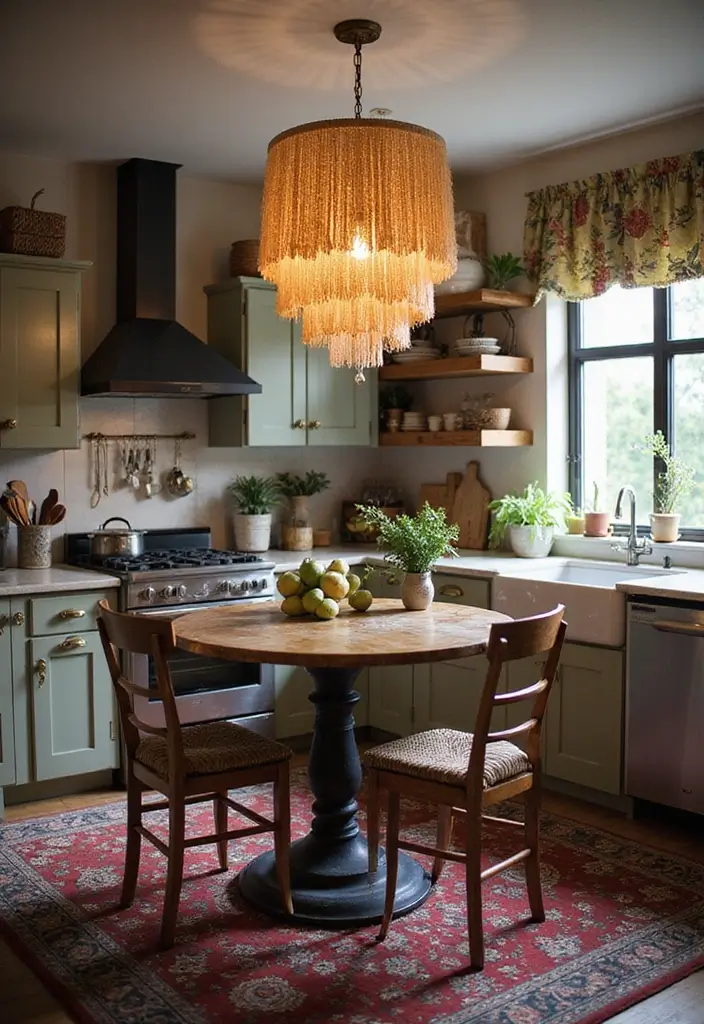 25 Boho Kitchen Ideas Full of Texture, Plants, and Personality 118 25 Boho Kitchen Ideas Full of Texture, Plants, and Personality - 18. Statement Lighting Fixtures