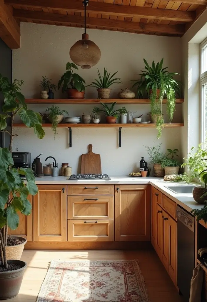 25 Boho Kitchen Ideas Full of Texture, Plants, and Personality 20 25 Boho Kitchen Ideas Full of Texture, Plants, and Personality - 4. Nature-Inspired Decor
