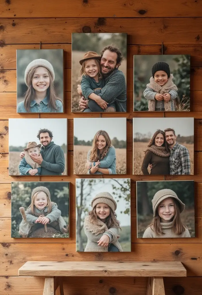 25 Canvas Photo Wall Ideas to Showcase Your Memories Beautifully 1 25 Canvas Photo Wall Ideas to Showcase Your Memories Beautifully - 1. Rustic Collage of Memories