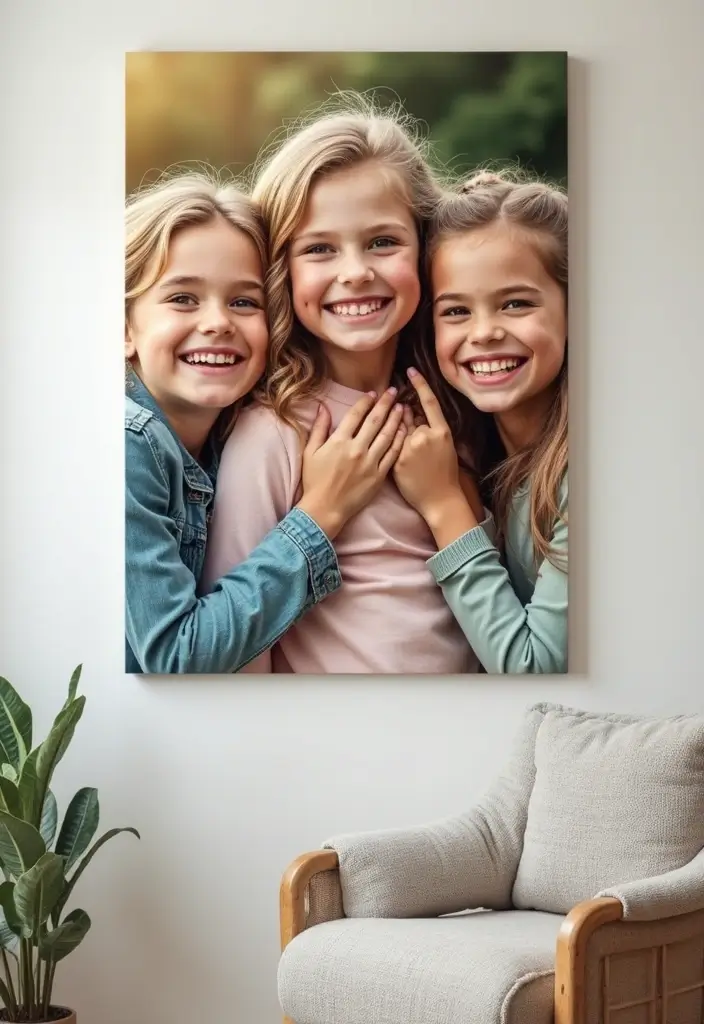 25 Canvas Photo Wall Ideas to Showcase Your Memories Beautifully 97 25 Canvas Photo Wall Ideas to Showcase Your Memories Beautifully - 15. Playful Family Moments