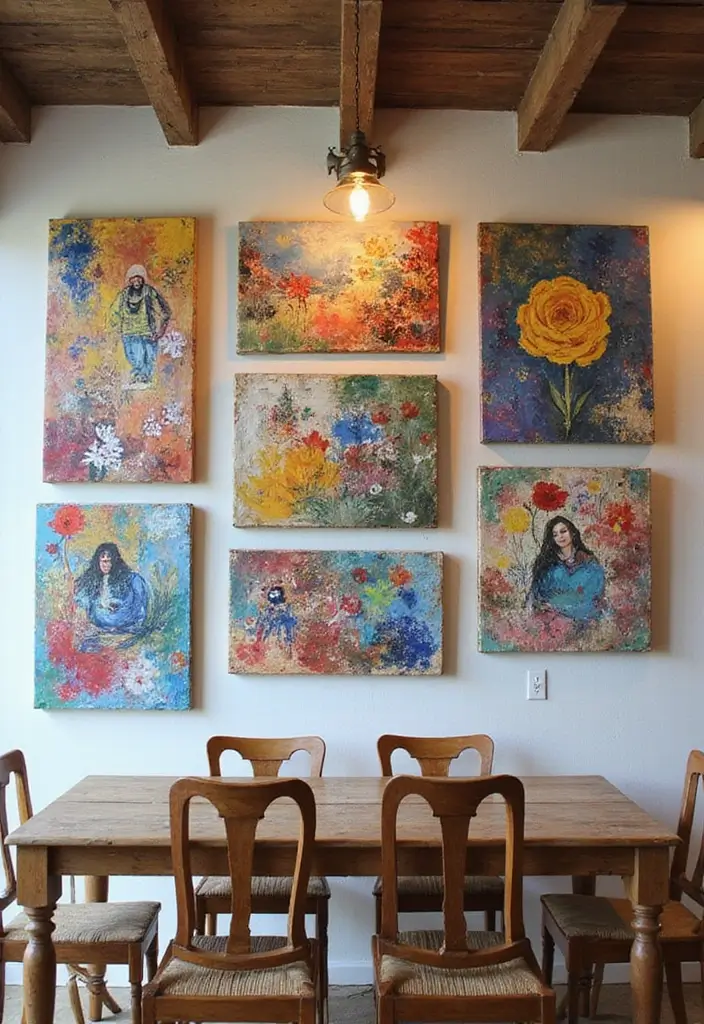 25 Canvas Photo Wall Ideas to Showcase Your Memories Beautifully 124 25 Canvas Photo Wall Ideas to Showcase Your Memories Beautifully - 19. Colorful Abstracts with Personal Images