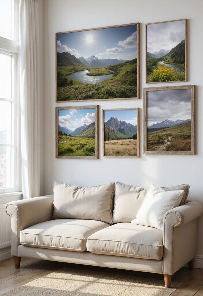 25 Canvas Photo Wall Ideas to Showcase Your Memories Beautifully 8 25 Canvas Photo Wall Ideas to Showcase Your Memories Beautifully - 2. Themed Canvas Collection