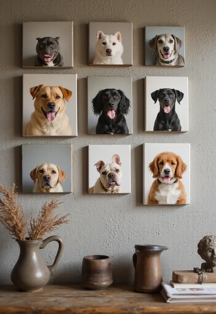 25 Canvas Photo Wall Ideas to Showcase Your Memories Beautifully 138 25 Canvas Photo Wall Ideas to Showcase Your Memories Beautifully - 21. Whimsical Animal Portraits
