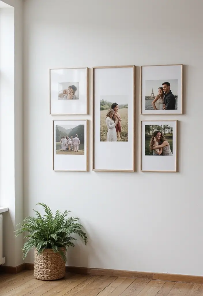 25 Canvas Photo Wall Ideas to Showcase Your Memories Beautifully 145 25 Canvas Photo Wall Ideas to Showcase Your Memories Beautifully - 22. Clever Use of Vertical Space