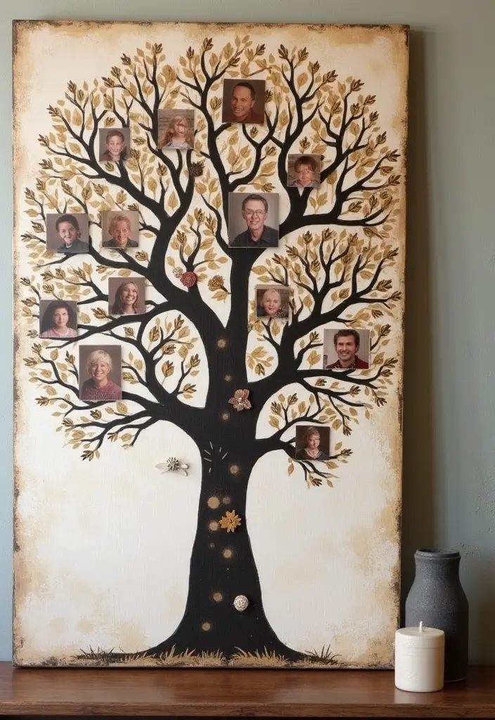 25 Canvas Photo Wall Ideas to Showcase Your Memories Beautifully 57 25 Canvas Photo Wall Ideas to Showcase Your Memories Beautifully - 9. Family Tree of Memories