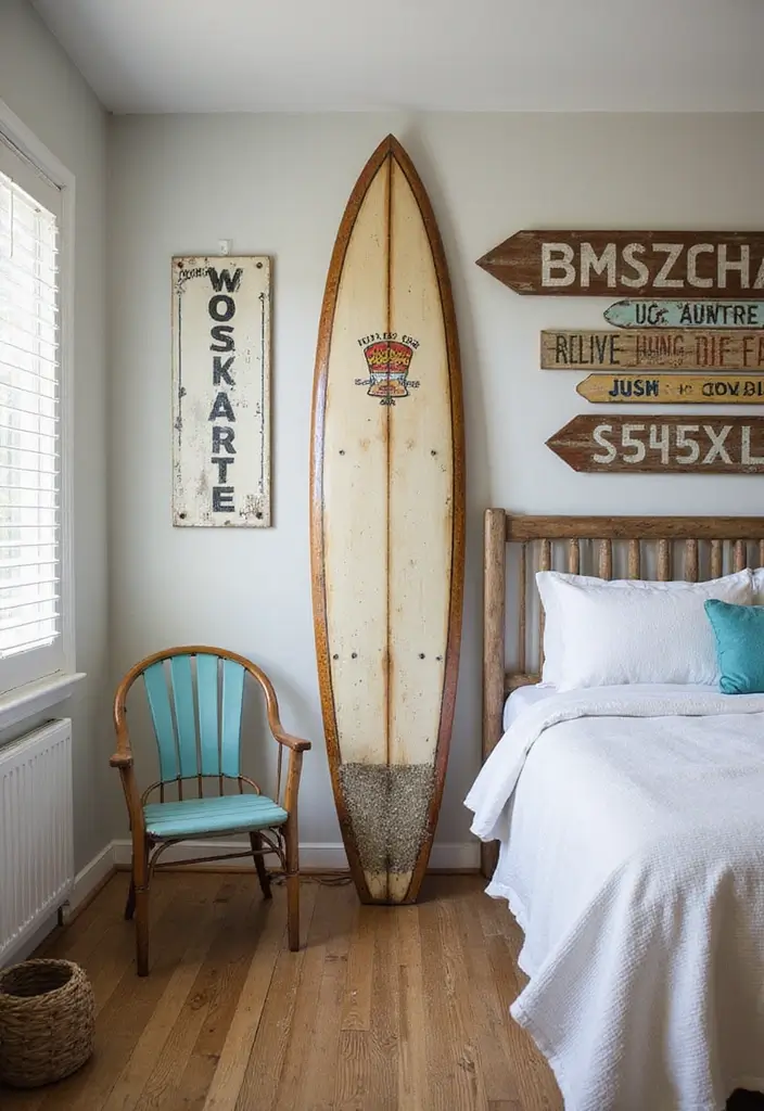 25 Coastal Bedroom Ideas That Bring the Beach Home 76 25 Coastal Bedroom Ideas That Bring the Beach Home - 12. Vintage Beach Finds