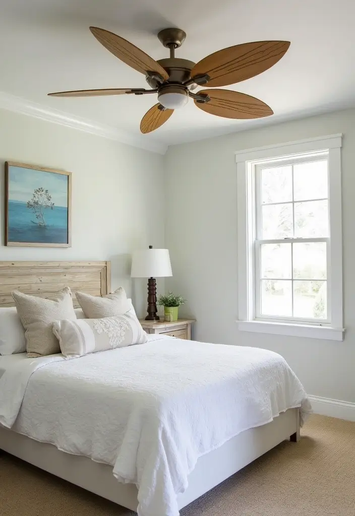 25 Coastal Bedroom Ideas That Bring the Beach Home 111 25 Coastal Bedroom Ideas That Bring the Beach Home - 17. Beachy Ceiling Fans