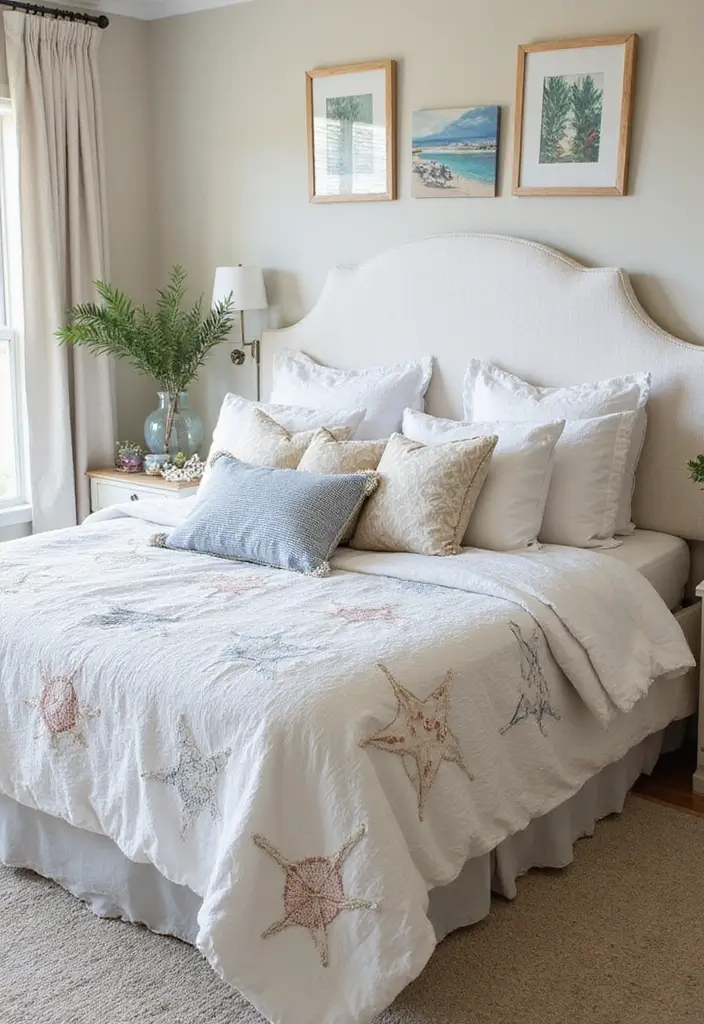25 Coastal Bedroom Ideas That Bring the Beach Home 41 25 Coastal Bedroom Ideas That Bring the Beach Home - 7. Beachy Textiles