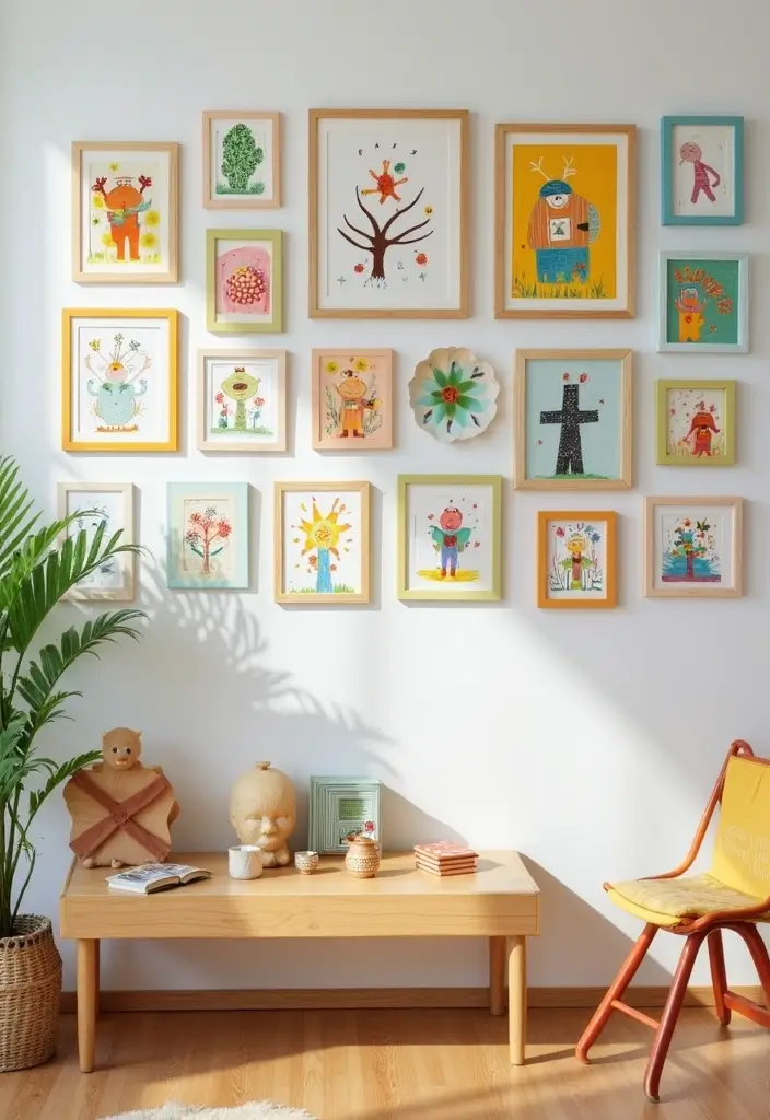 25 Creative Pictures On Wall Ideas For A Stylish Home Glow-Up 113 25 Creative Pictures On Wall Ideas For A Stylish Home Glow-Up - 17. Kids' Art Display