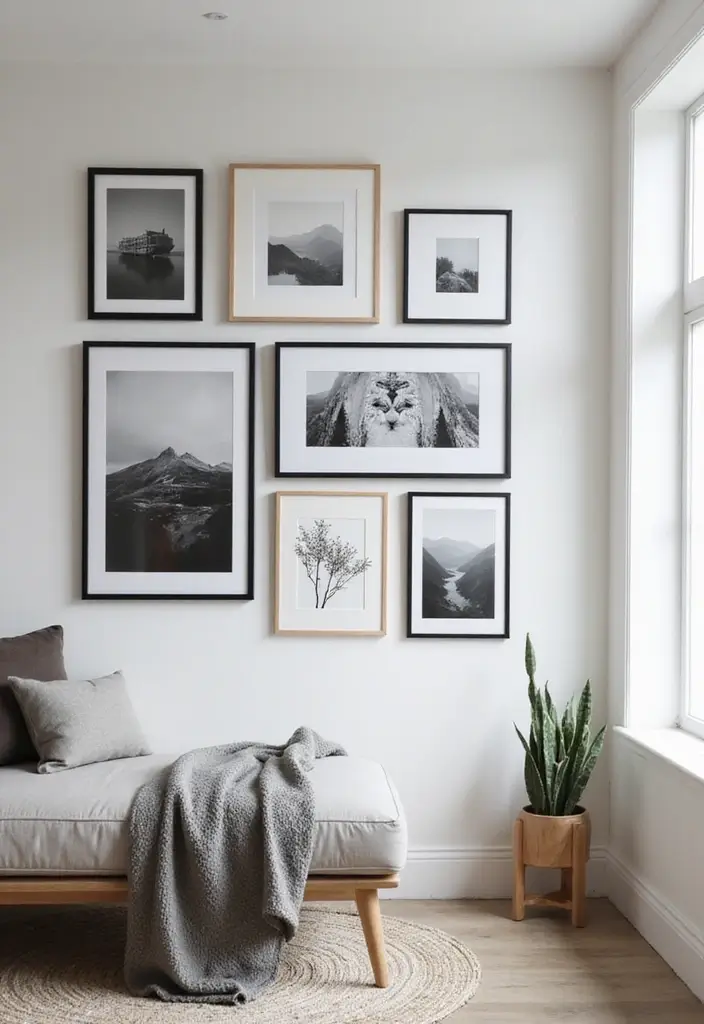25 Creative Pictures On Wall Ideas For A Stylish Home Glow-Up 8 25 Creative Pictures On Wall Ideas For A Stylish Home Glow-Up - 2. Minimalist Black and White