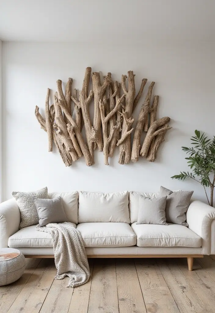 25 DIY Accent Wall Ideas That Instantly Upgrade Any Room 131 25 DIY Accent Wall Ideas That Instantly Upgrade Any Room - 19. Driftwood Art Wall