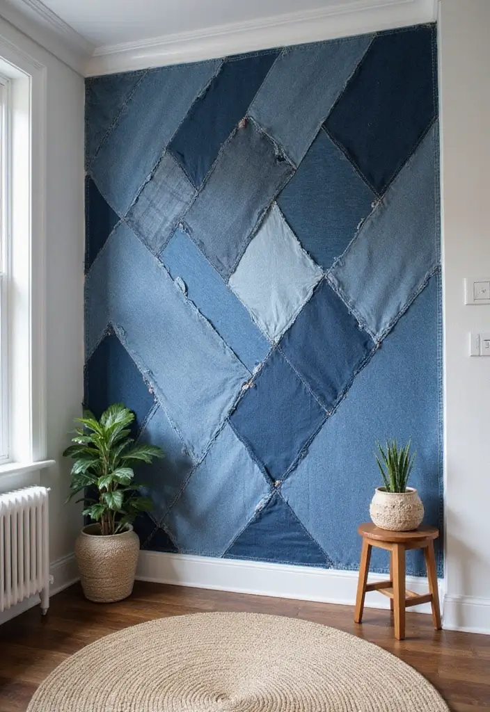 25 DIY Accent Wall Ideas That Instantly Upgrade Any Room 171 25 DIY Accent Wall Ideas That Instantly Upgrade Any Room - 25. Upcycled Denim Wall