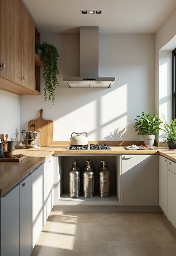 25 Gas Cylinder Storage Ideas in Kitchen for Safety and Style 1 25 Gas Cylinder Storage Ideas in Kitchen for Safety and Style - 1. Elegant Under-Counter Cabinets