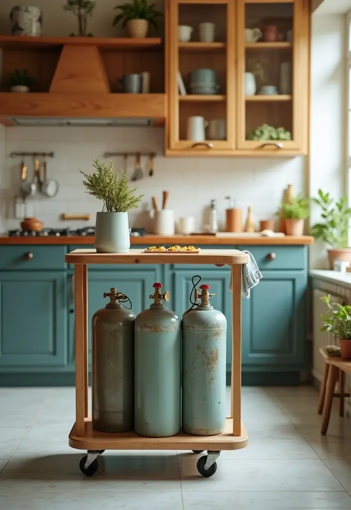 25 Gas Cylinder Storage Ideas in Kitchen for Safety and Style 71 25 Gas Cylinder Storage Ideas in Kitchen for Safety and Style - 11. Stylish Rolling Carts