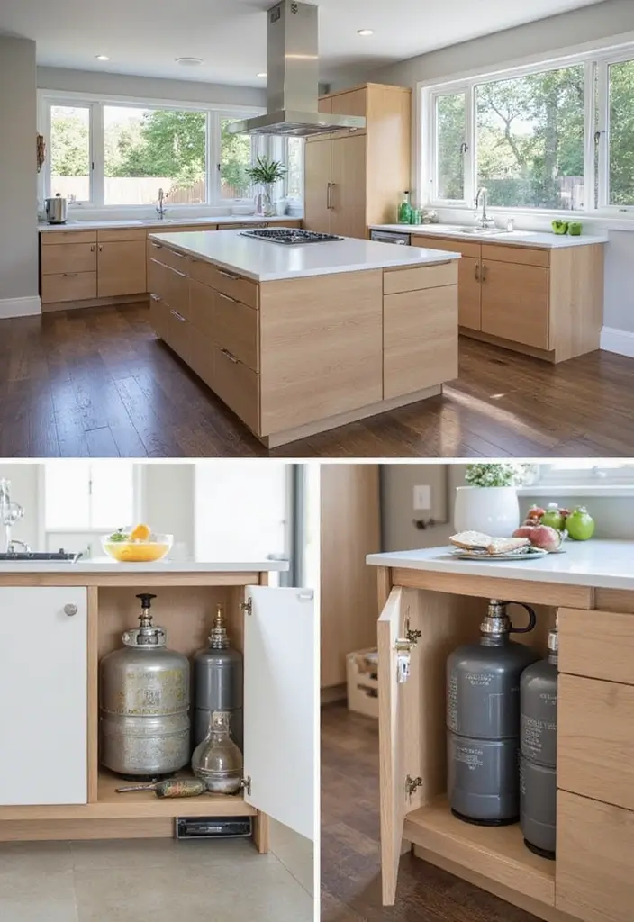 25 Gas Cylinder Storage Ideas in Kitchen for Safety and Style 79 25 Gas Cylinder Storage Ideas in Kitchen for Safety and Style - 13. Hidden Storage Underneath Island