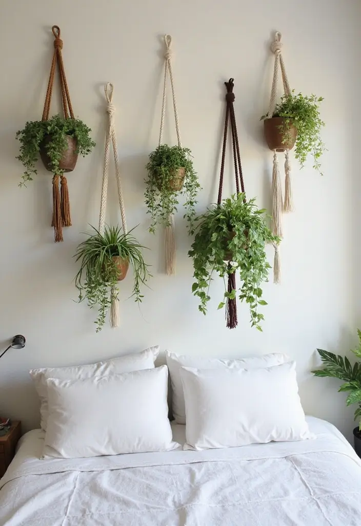 25 Green Bedroom Ideas That Bring Nature Indoors 123 25 Green Bedroom Ideas That Bring Nature Indoors - 23. Unconventional Plant Hangers