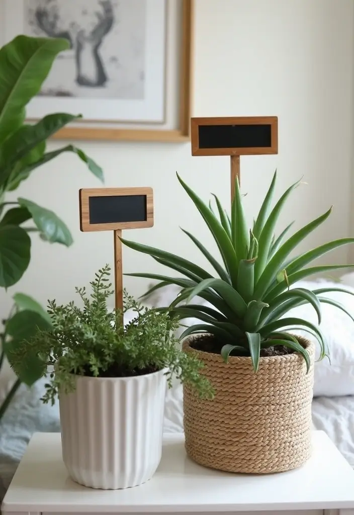 25 Green Bedroom Ideas That Bring Nature Indoors 130 25 Green Bedroom Ideas That Bring Nature Indoors - 24. Personalized Plant Labels