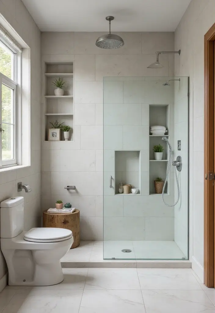 25 Handicapped Bathroom Ideas That Are Safe, Chic, and Accessible - 18. Shower Nooks and Shelving