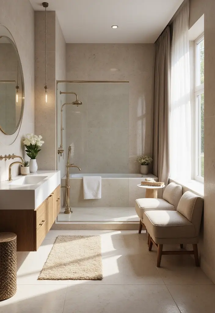 25 Handicapped Bathroom Ideas That Are Safe, Chic, and Accessible - 20. Comfortable Seating