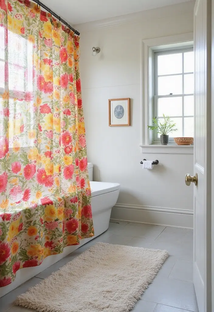 25 Light Bathroom Ideas That Instantly Brighten and Open Up Your Space 125 25 Light Bathroom Ideas That Instantly Brighten and Open Up Your Space - 19. Bright Shower Curtains