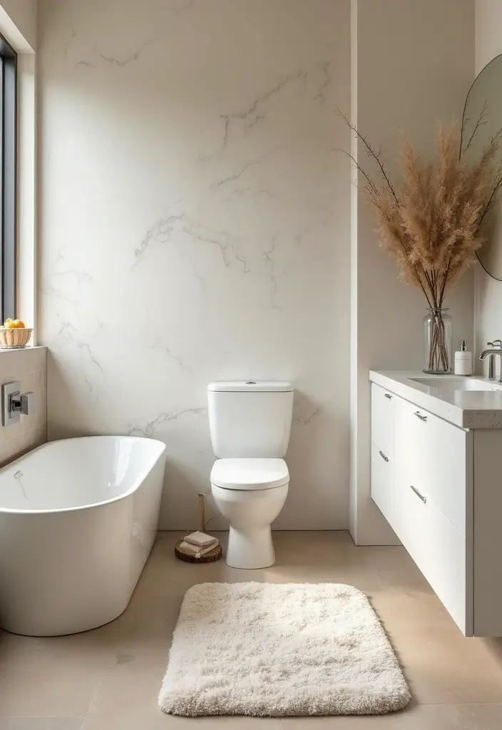 25 Light Bathroom Ideas That Instantly Brighten and Open Up Your Space 139 25 Light Bathroom Ideas That Instantly Brighten and Open Up Your Space - 21. Comfortable Rugs for Warmth
