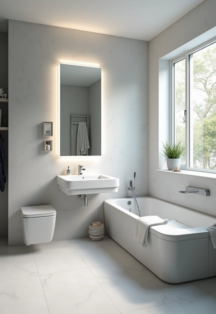 25 Light Bathroom Ideas That Instantly Brighten and Open Up Your Space 160 25 Light Bathroom Ideas That Instantly Brighten and Open Up Your Space - 24. Integrated Technology