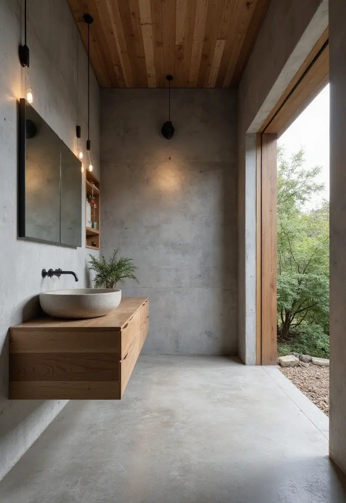 25 Men's Bathroom Ideas With Bold Minimalist Style 29 25 Men's Bathroom Ideas With Bold Minimalist Style - 5. Sleek Concrete Finishes