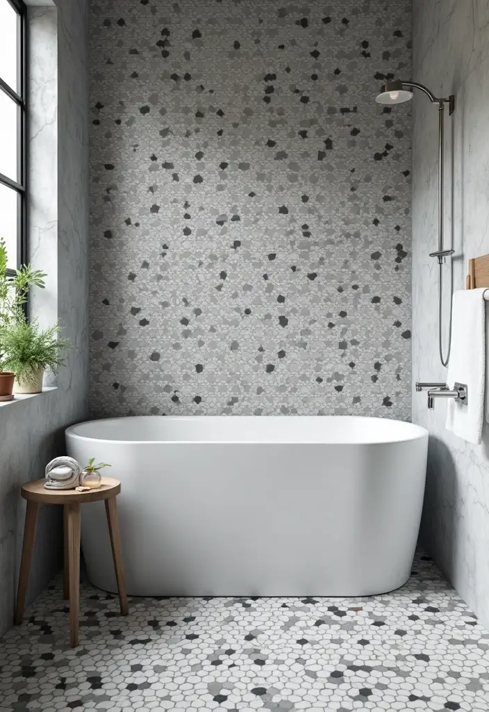 25 Men's Bathroom Ideas With Bold Minimalist Style 36 25 Men's Bathroom Ideas With Bold Minimalist Style - 6. Monochrome Tile Patterns