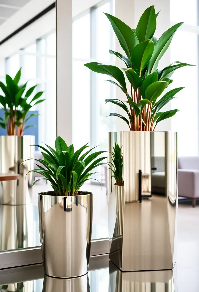 25 Mirror Wall Ideas To Brighten Up And Enlarge Any Room 132 25 Mirror Wall Ideas To Brighten Up And Enlarge Any Room - 20. Mirrored Planters for Softer Spaces