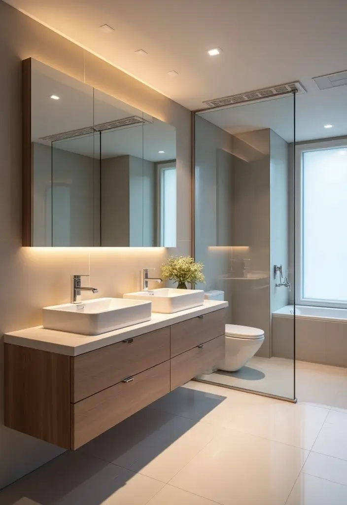 25 Modern Bathroom Ideas That Redefine Minimal and Sophisticated Design 8 25 Modern Bathroom Ideas That Redefine Minimal and Sophisticated Design - 2. Floating Vanities for an Open Feel