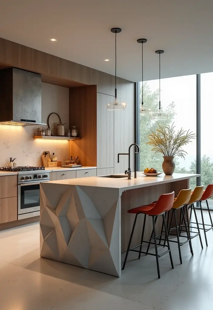 25 Peninsula Kitchen Ideas to Add Style and Extra Counter Space - 10. Geometric Peninsula Design