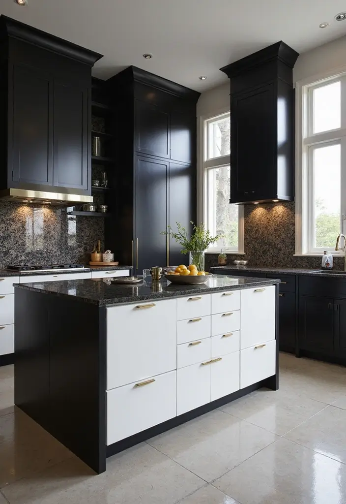 25 Peninsula Kitchen Ideas to Add Style and Extra Counter Space - 15. Elegant Black and White Peninsula