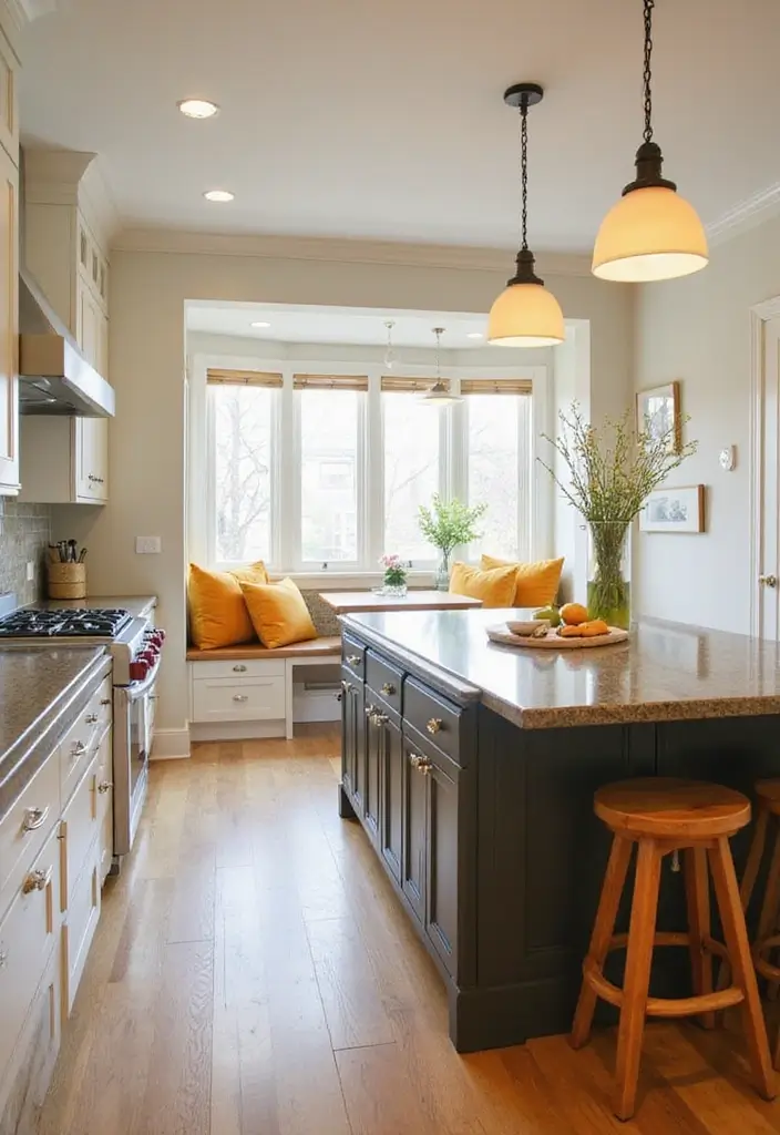 25 Peninsula Kitchen Ideas to Add Style and Extra Counter Space - 20. Integrated Breakfast Nook Peninsula