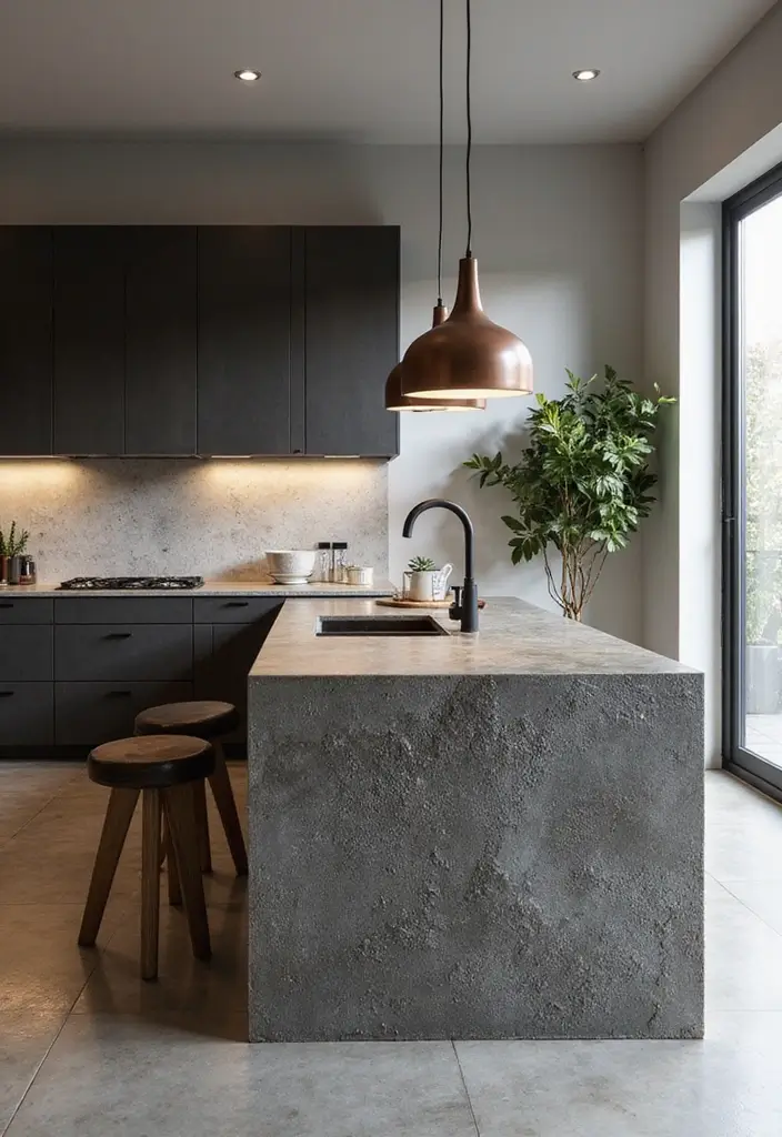 25 Peninsula Kitchen Ideas to Add Style and Extra Counter Space - 25. Textured Finishes Peninsula