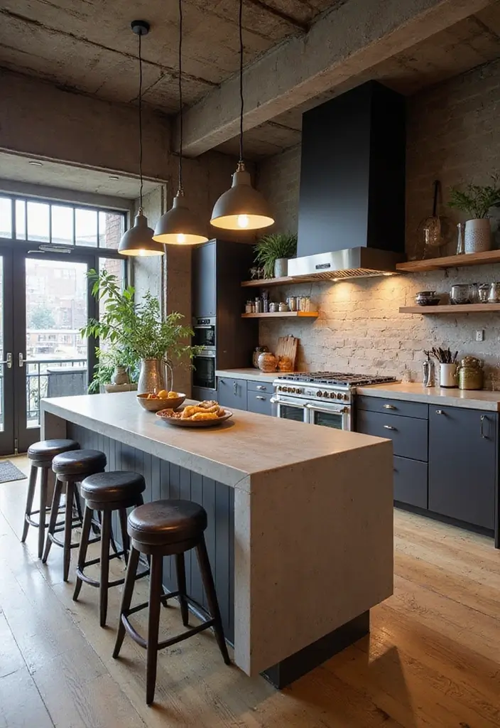 25 Peninsula Kitchen Ideas to Add Style and Extra Counter Space - 4. Industrial Chic Peninsula