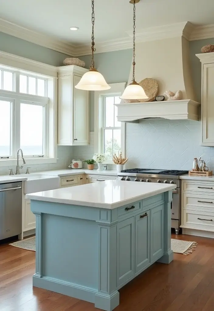 25 Peninsula Kitchen Ideas to Add Style and Extra Counter Space - 5. Coastal-Style Peninsula