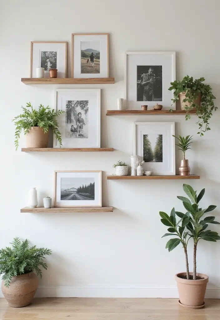 25 Picture Wall Ideas That Instantly Turn Blank Walls Into Art 8 25 Picture Wall Ideas That Instantly Turn Blank Walls Into Art - 2. Floating Shelves Display