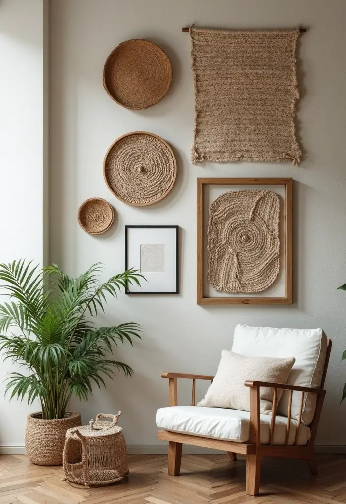 25 Picture Wall Ideas That Instantly Turn Blank Walls Into Art 29 25 Picture Wall Ideas That Instantly Turn Blank Walls Into Art - 5. Textured Wall Hangings