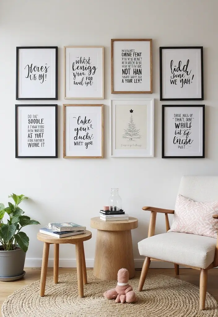 25 Picture Wall Ideas That Instantly Turn Blank Walls Into Art 57 25 Picture Wall Ideas That Instantly Turn Blank Walls Into Art - 9. Inspirational Quotes Display