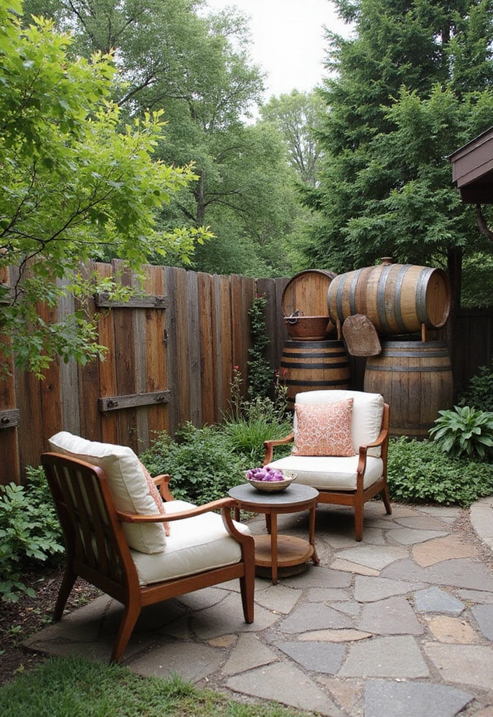 25 Privacy Wall Ideas to Create a Peaceful Backyard Oasis 69 25 Privacy Wall Ideas to Create a Peaceful Backyard Oasis - 13. Recycled Wine Barrel Fencing