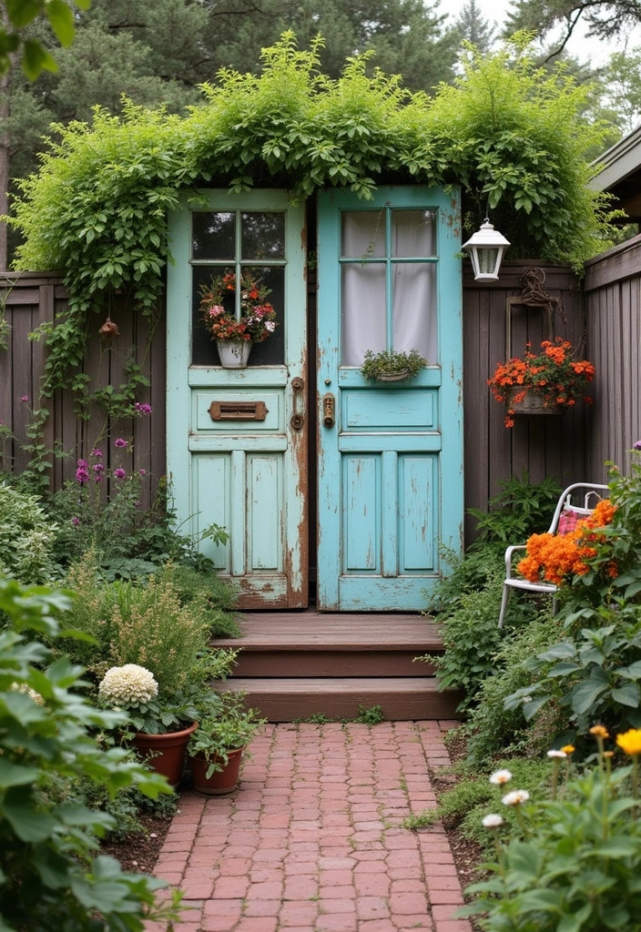 25 Privacy Wall Ideas to Create a Peaceful Backyard Oasis 91 25 Privacy Wall Ideas to Create a Peaceful Backyard Oasis - 17. Vintage Door Privacy Wall