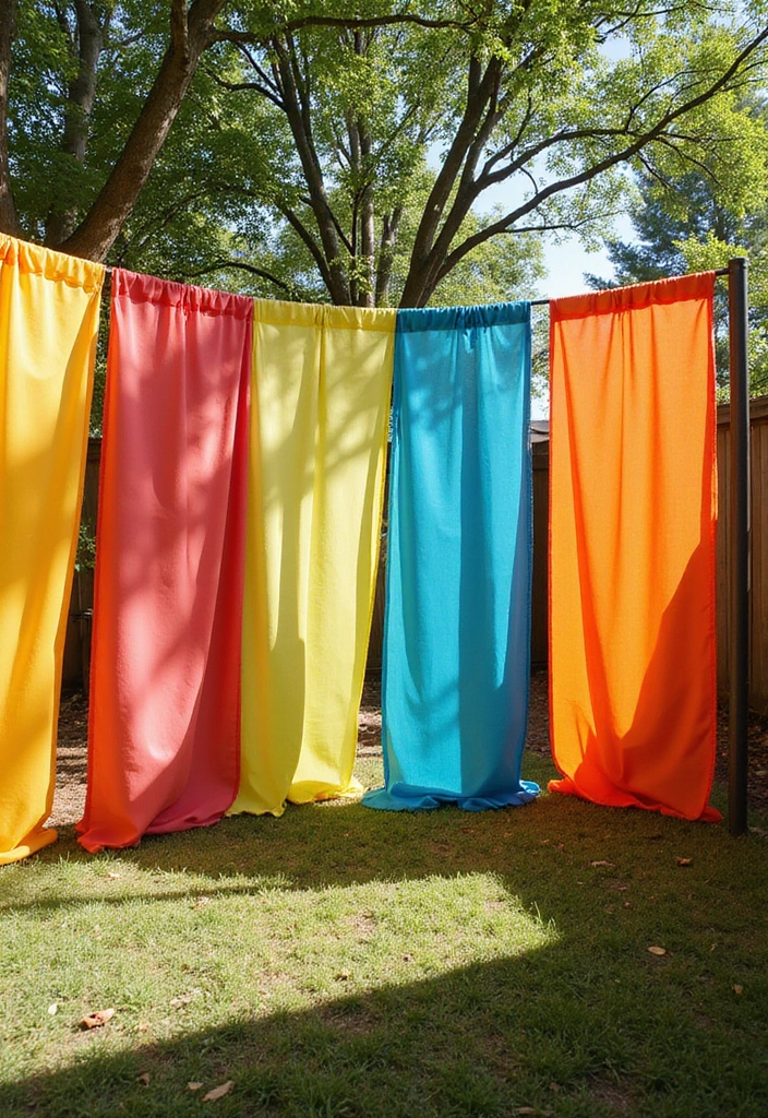25 Privacy Wall Ideas to Create a Peaceful Backyard Oasis 123 25 Privacy Wall Ideas to Create a Peaceful Backyard Oasis - 23. Colorful Outdoor Curtains