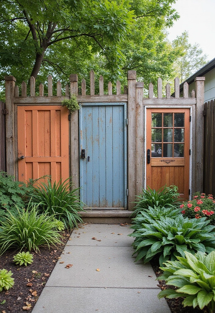 25 Privacy Wall Ideas to Create a Peaceful Backyard Oasis 128 25 Privacy Wall Ideas to Create a Peaceful Backyard Oasis - 24. Upcycled Fence Gates